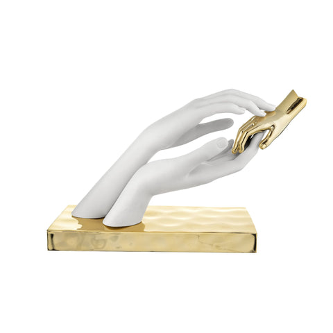 Bongelli Preziosi Statuina mani e manina baby bianco/oro 21x33 cm - Angelica Home Stabia