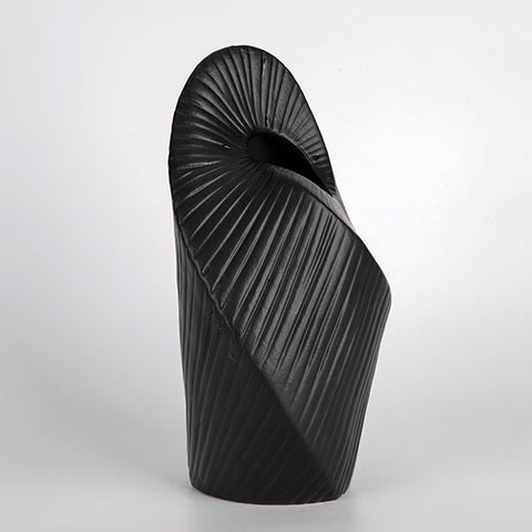 Eurolamp Vaso portafiori in ceramica nero 12,5x11,7xH23,5 cm