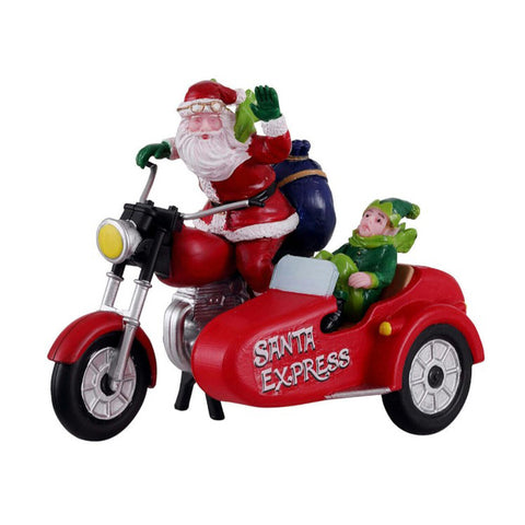 LEMAX Père Noël avec lutin "Santa Express" en plastique H7,7 x 8,8 x 6,7 cm