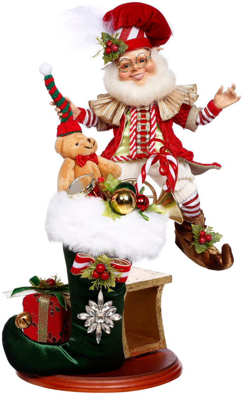 GOODWILL Mark Roberts Scena Elfo con calza "North Pole White Christmas Elf Doll" H43 cm