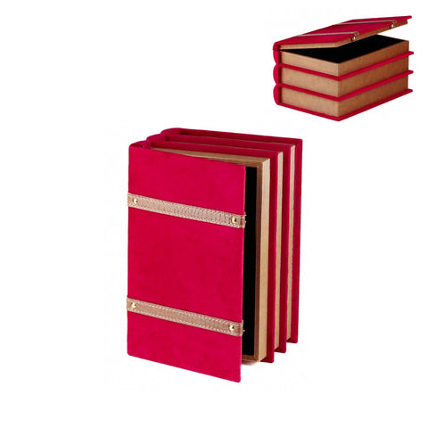 GOODWILL Scatola Contenitore Libro di natale in velluto e legno mdf rosso 30 cm