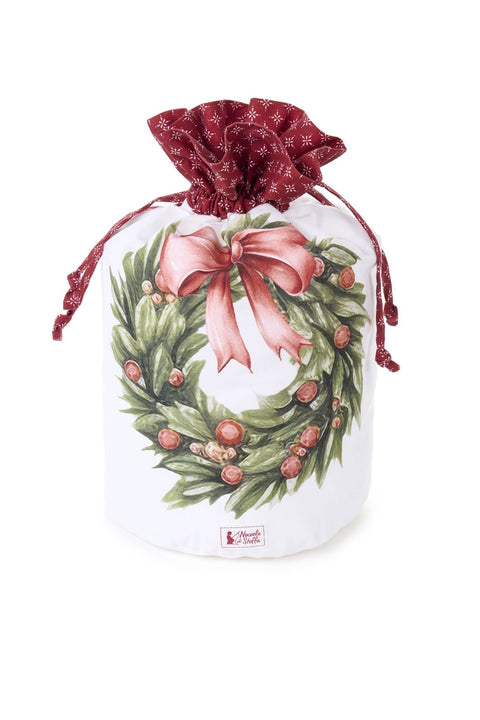 Sac de Noël en tissu « Histoire de Noël » 24x45 cm