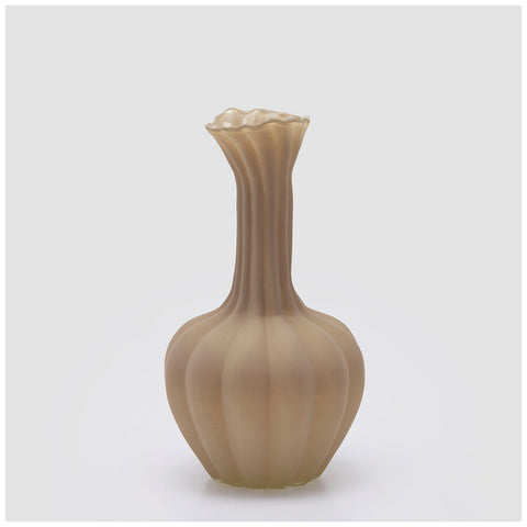 Edg Enzo de Gasperi Vaso Flow Sinuoso in vetro opaco marrone D17xH31 cm - Angelica Home Stabia