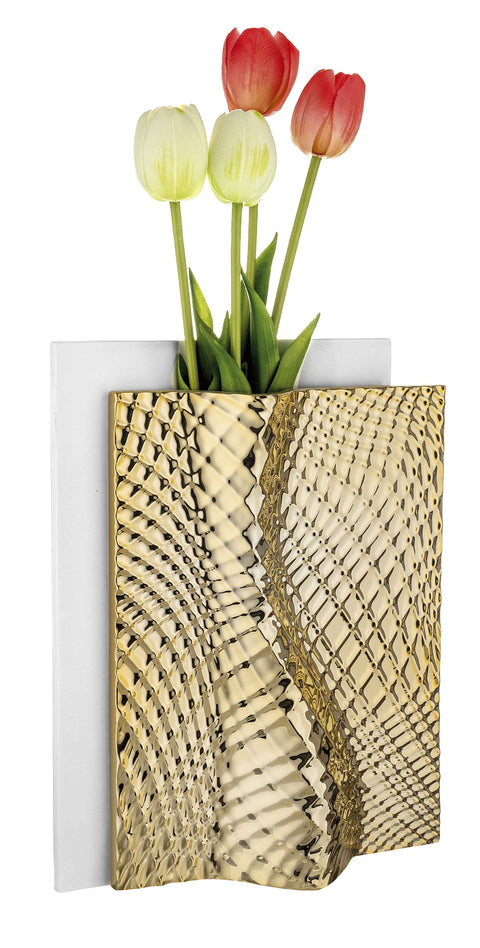 Bongelli Preziosi "Ophis" Flower Vase, White/Gold, Made in Italy, H30 cm