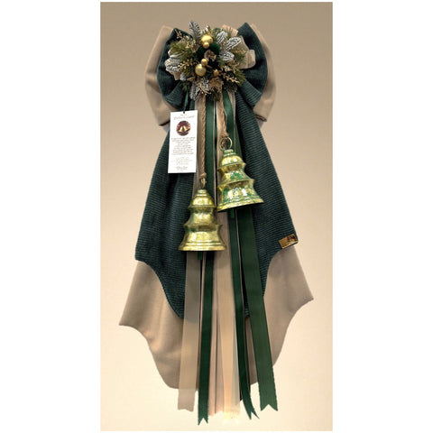 Madame Fioccò Fiocco grande di natale con campane "Rintocco di Natale" Beige/Verde H80 cm