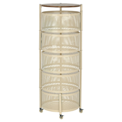 Estia Home Carrello Porta oggetti in metallo avorio "Allure" 5 cassetti D30xH84 cm