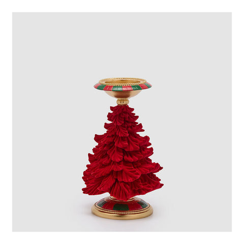 EDG Portacandela di natale albero vellutato rosso Ø19 H31 cm
