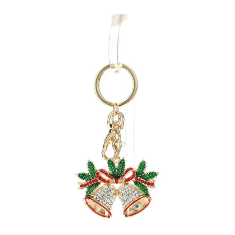 Hervit Porte-clés cloches avec strass en métal doré avec boîte cadeau 6x12 cm