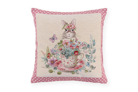 Nuvole di Stoffa Fodera Cuscino arredo di pasqua in jacquard "Storie Fiorite" 45x45 cm