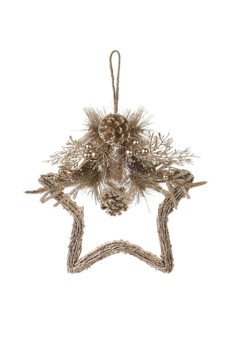 Tissu Nuages ​​Étoile en Saule et Pommes de Pin "Darling" 27x28x27 cm