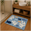 Tappeto bagno mare con pesci e coralli, stile shabby chic, ideale per arredo bagno moderno o provenzale