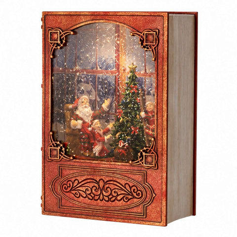 L'arte di Nacchi Libro con Babbo Natale luci led in resina 13x7xH19,5 cm