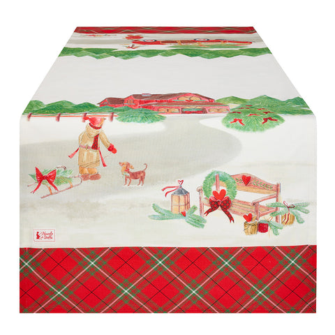 Cloth Clouds Christmas Runner "Christmas Card" 150x50 cm