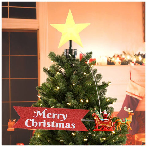 Mr. Christmas Universal Christmas Tree Topper with Moving Sleigh and LED Lights