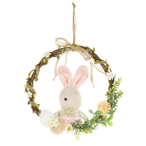 Nuvole di Stoffa Ghirlanda Fuoriporta Coniglio di Pasqua "PePen" 26x24 cm 2 varianti(1 unità)