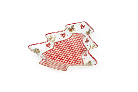 Nuvole di stoffa Set 2 piatti albero di natale ceramica 19x27 cm