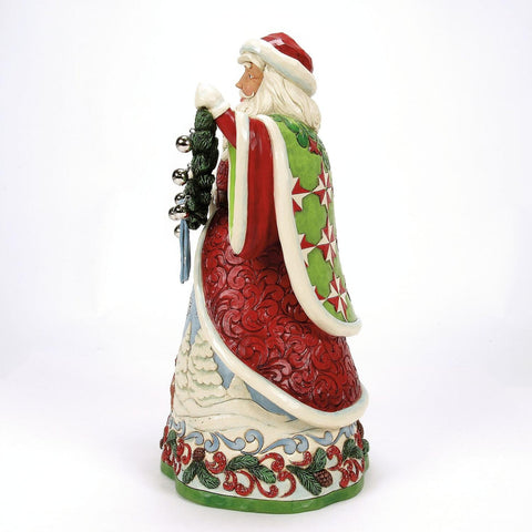 Enesco Statuina Babbo Natale in resina con ghirlanda e campanelle "Santa Bell Garland" 21.8x18.6xH36.9 cm