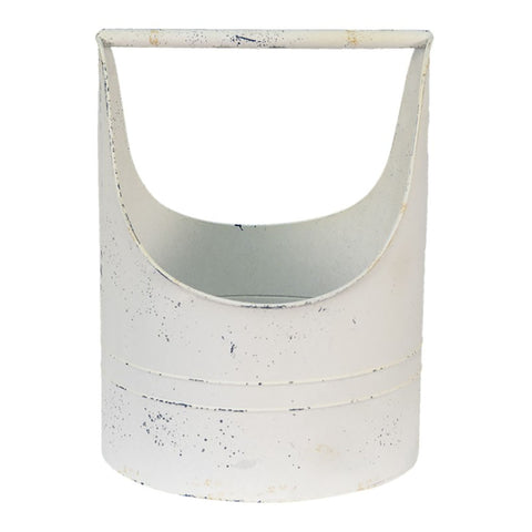 Clayre & Eef vaso in ferro bianco anticato 30x29x40 cm