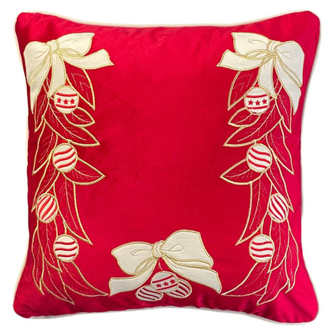 Coussin de Noël Clodette Broderie « Jolie » 47x47 cm 3 variantes (1 unité)