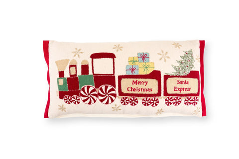 Nuvole di Stoffa Cuscino arredo rettangolare con decoro natalizio "VINTAGE TOYS" 35x70 cm