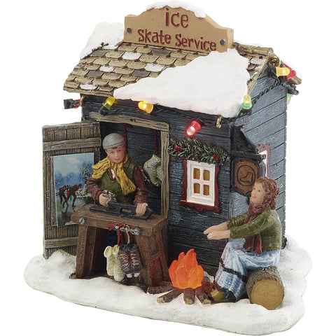 Luville Edificio piccolo "Ice skate service" luci led 11,5x9xh11 cm