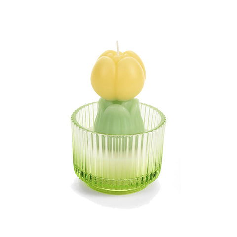 Nuvole di Stoffa Candela Tulipano in bicchiere vetro "Fiorirà" D7.5x11 cm 2 varianti(1 unità)