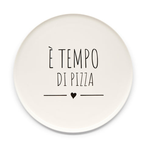 Cloth Clouds Ceramic Plate "It's Pizza Time" My Home D30.5x2.1 cm