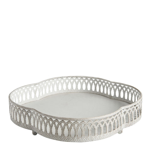 Mathilde M Set 2 vassoi decorativi in metallo bianco effetto anticato