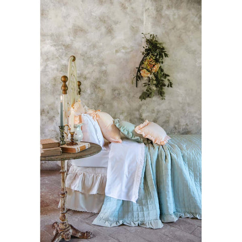 Blanc Mariclò Trapunta matrimoniale primaverile verde in microfibra con gala "Sogno Vichy" 260x260 cm - Angelica Home Stabia