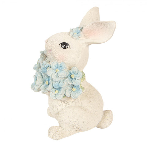 Clayre & Eef Statuina Coniglio pasquale con fiori, Shabby Chic 9x10xH13 cm