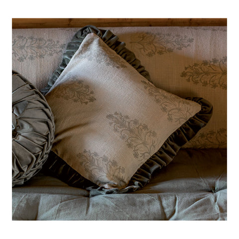 L'Atelier 17 Fodera Cuscino double face in cotone e velluto con frill "Jaipur" 45x45 cm 3 varianti(1 unità)