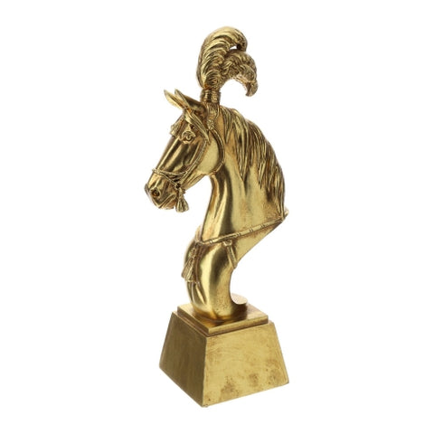 Figurine Tête de Cheval Hervit en Résine Dorée 16xH38 cm