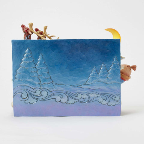 Enesco Slitta Di Babbo Natale Con Renne Musica e luci led, Jim Shore 39x13xH19 cm