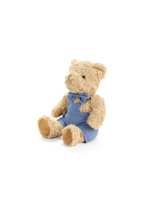 Cloth Clouds Plush Bear with Overalls and Blue Bow "Sweer Bear" 25 cm