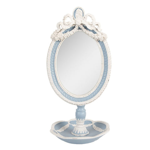 CLAYRE & EEF Specchietto da tavolo bianco e celeste 14x14x28 cm