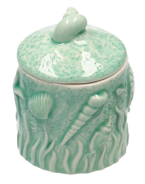 L'Atelier 17 Scatola mare tonda in ceramica verde D9xH11.2 cm
