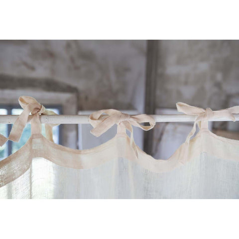 Blanc Mariclò Lot de 2 rideaux en lin mélangé crème "Dentelle" 140x290 cm