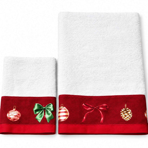 Clodette Set 2 asciugamani di Natale in spugna "Red Star" 2 varianti(2 unità)