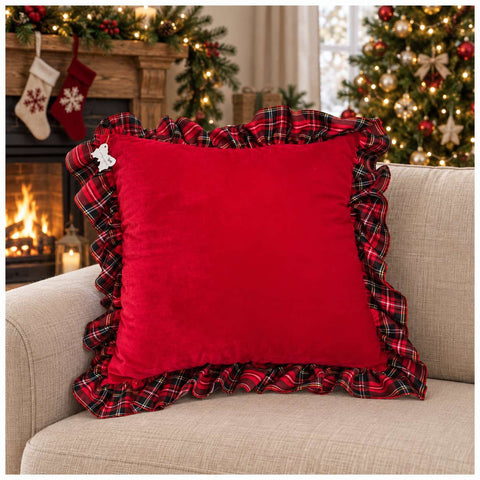 Fiori di Lena Cuscino di natale in velluto con rouches 55x55 cm 5 varianti(1 unità)