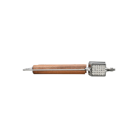 Estia Home Presse-ail en acier inoxydable et bois d'acacia "Allure" 20,5x8,4x3 cm