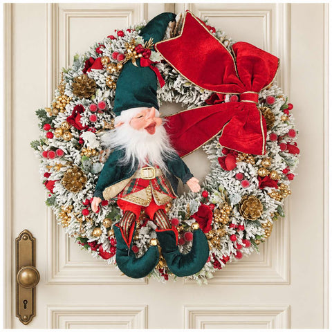 Fiori di Lena Fuoriporta Ghirlanda di natale con Elfo e fiocco D45 cm