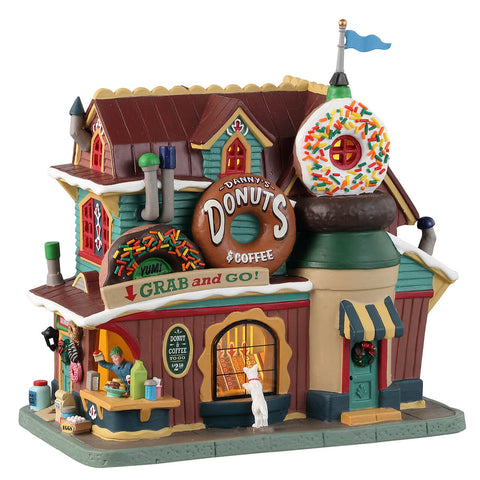 LEMAX LED illuminated building "Danny's Donuts &amp; Coffee" in porcelain H20 x 19.3 x 11.5 cm