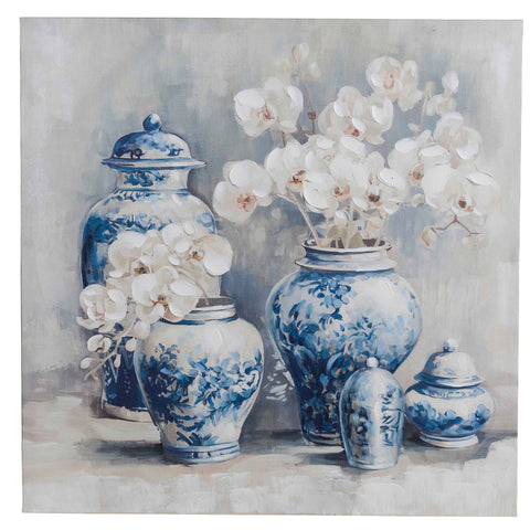 Blanc Mariclò Quadro in legno Vaso con fiori "Racconti" 80x3x80 cm 2 varianti(1 unità) - Angelica Home Stabia