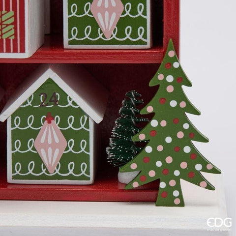 EDG Calendario dell'avvento in legno 24 casette 27x8xH38,5 cm