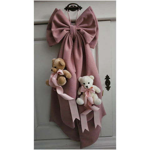 Madame Fioccò Fiocco Nascita rosa con orsetti "Nuvola di coccole" L31xH80 cm