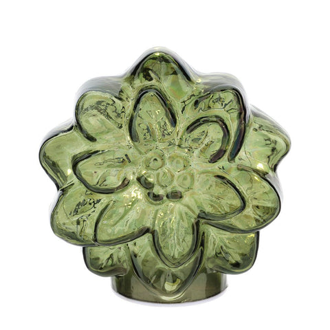 FIORE VETRO VERDE X'MAS 14X9,5XH14CM