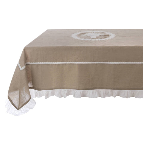 Blanc Mariclò Tovaglia in misto lino beige "Soffio Collection" 160x160 cm