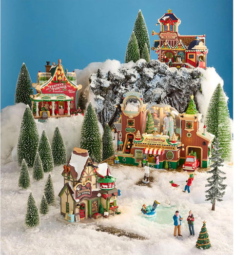 LEMAX Edificio illuminato "Wonderland Rail" in resina H24.5x22x15 cm