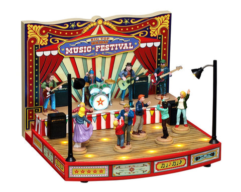 LEMAX Edificio in movimento e luci led "Big Top Holiday Music Festival" H15x19.7x18.6 cm