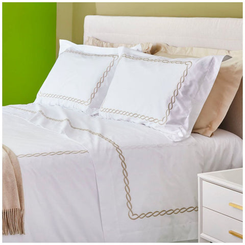 Bianco Perla "Olympia" King size percale cotton sheet set
